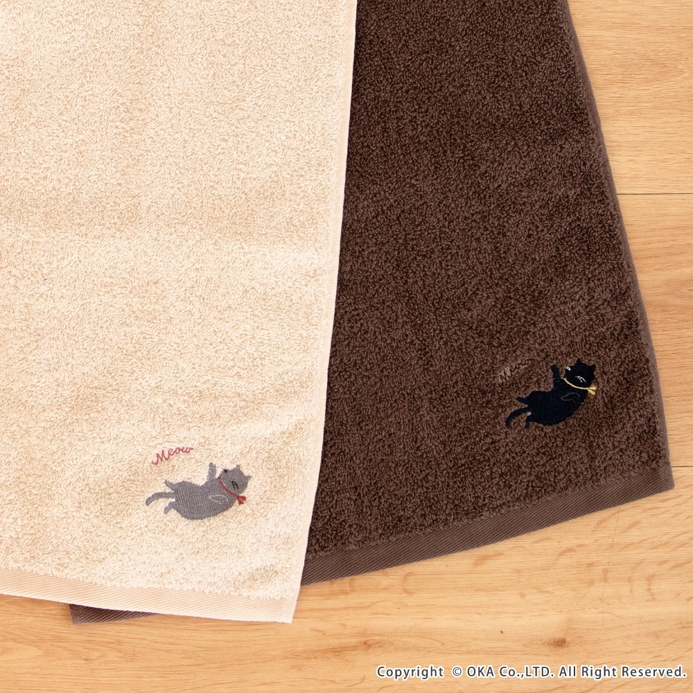 ミニョン タオル 約34×77cm （ フェイスタオル 洗える ねこ 猫 洗面所