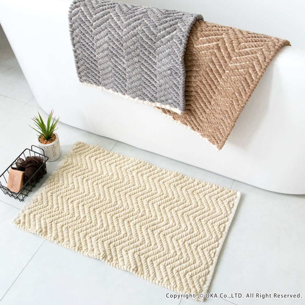 ポコモコウィーブ バスマット 約40×60cm （ 洗える 乾燥機 お