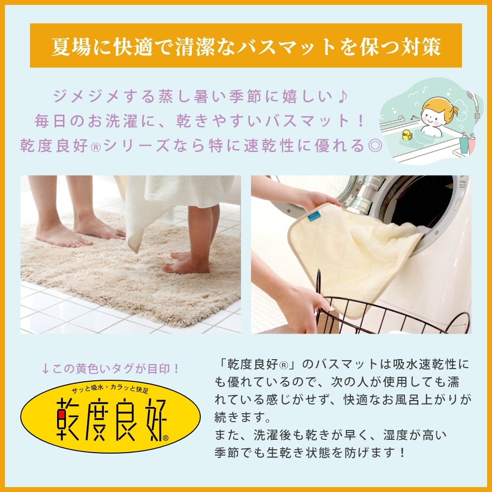 乾度良好ラミン バスマット 約45cm×60cm （ 洗える お風呂マット 吸水