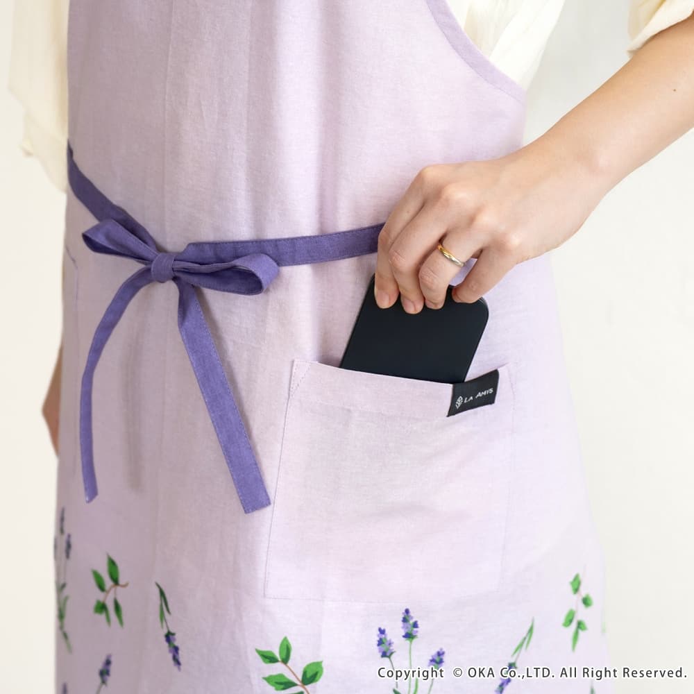 エミーズ エプロン （ ミモザ ラベンダー 前紐 おしゃれ プレゼント