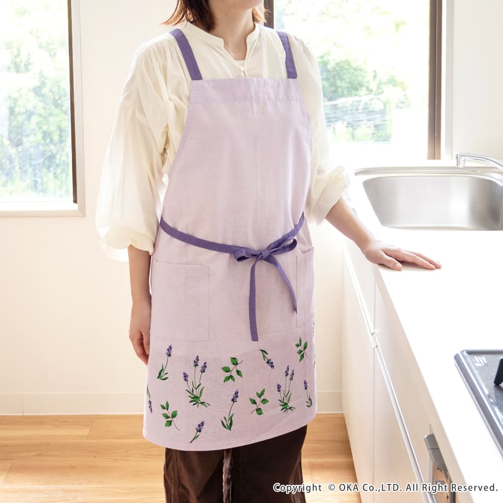 エミーズ エプロン （ ミモザ ラベンダー 前紐 おしゃれ プレゼント