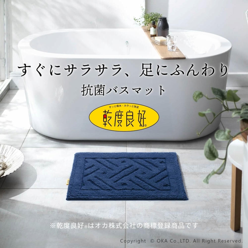 オカ(OKA) 乾度良好(かんどりょうこう)バスマット ラクス 約70cm×100cm パープル(吸水 速乾 足拭きマット 抗菌 防臭 滑り止め加工) オカ(OKA) 乾度良好(かんどりょうこう)バスマット ラクス 約70cm×100cm