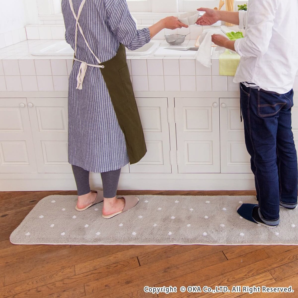 水玉2キッチンマット 約60cm×240cm （ 洗える 台所マット