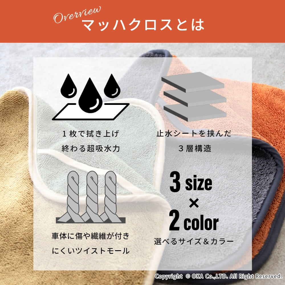 マッハクロス洗車クロス Mサイズ 約35cm×50cm （ 洗車タオル