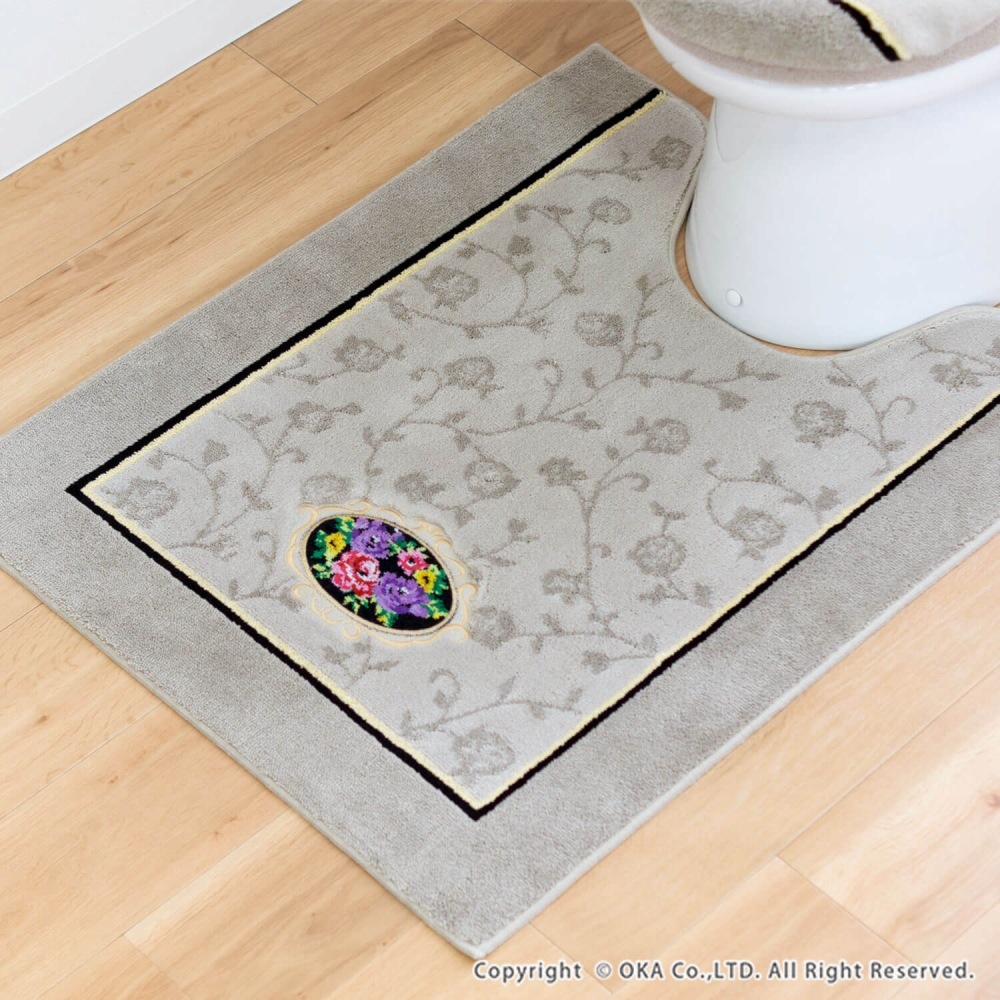 ロングマットセットとホログラム3種 シェニールロゼ ロングトイレマット 約85cm×67cm （ 洗える