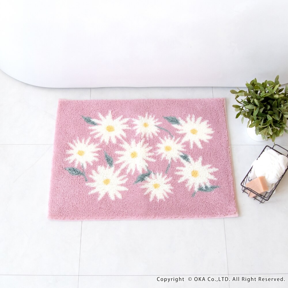 乾度良好ピュアデイジー バスマット 約45cm×60cm （ 洗える お風呂マット 吸水 速乾 抗菌 防臭 日本製 花柄 かわいい ） 通販