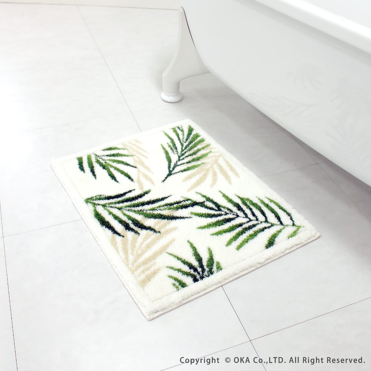 乾度良好パームリーフ バスマット 約48cm×60cm （ 洗える 日本製 お