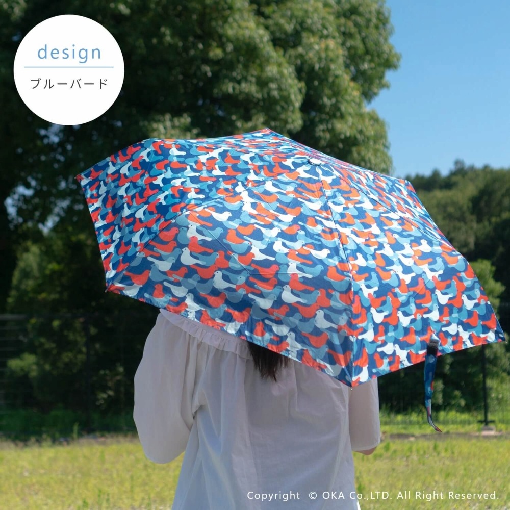 折りたたみ傘 自動開閉 korko （ コルコ 森の動物達 ブルー