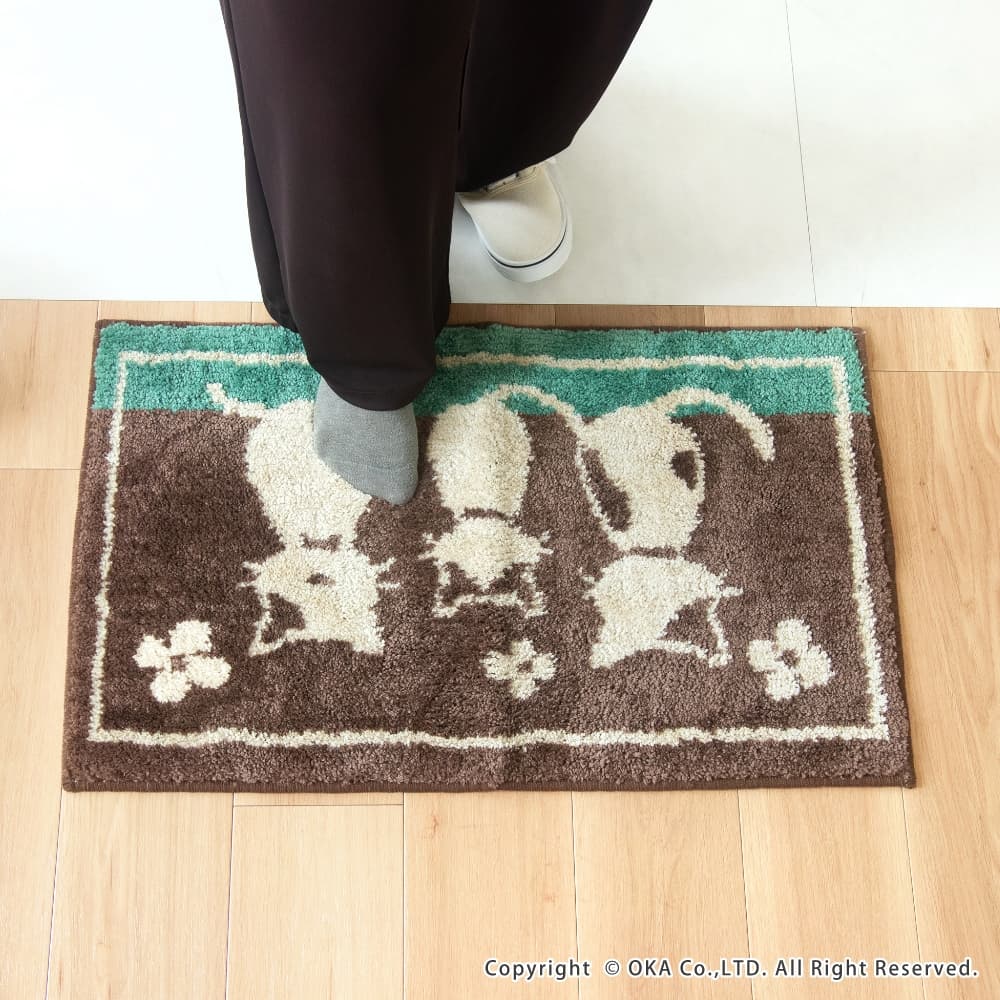 フルールコパン 約45×75cm 玄関マット （ 洗える 吸着 アニマル 犬 猫