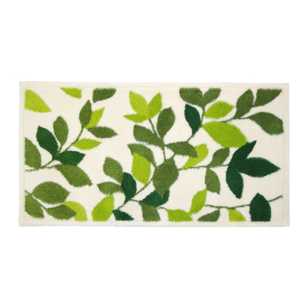 オカ 玄関マット リーフグリーン コーナー吸着 約30×110cm アイボリー 日本製 ウィルトン織り オカ 玄関マット リーフグリーン コーナー吸着 約30×110cm
