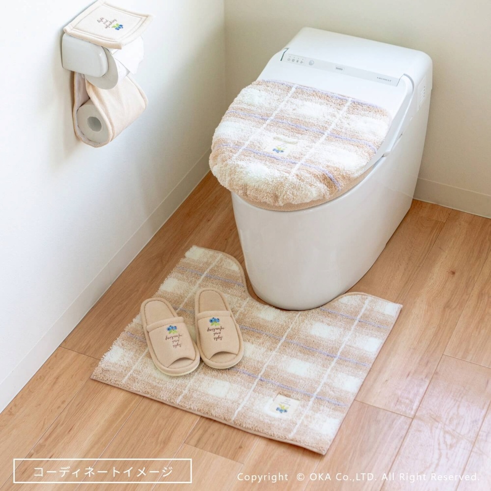 フライス トイレマット 約55cm×60cm （ 洗える ピンク ブラウン