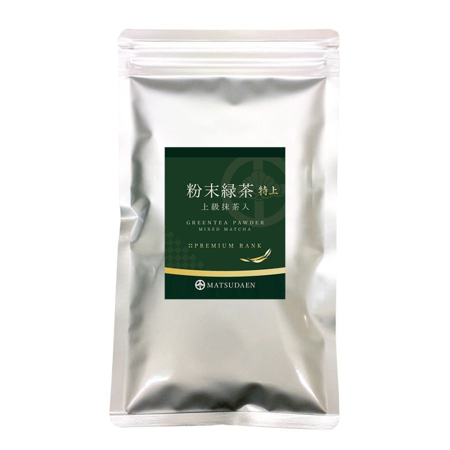 松田園（MATSUDAEN）粉末緑茶（特上）100g×1 上級抹茶入 国産茶葉100% まろやか 飲みやすい 無添加 無着色 粉末茶 国産 大容量 お寿司屋さんも認めた業務用品質 急須不要
