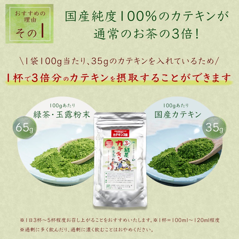 緑茶カテキン3倍粉末茶 100g詰×1 粉末緑茶 粉末茶 粉砕茶 送料無料 エピガロカテキンガレート