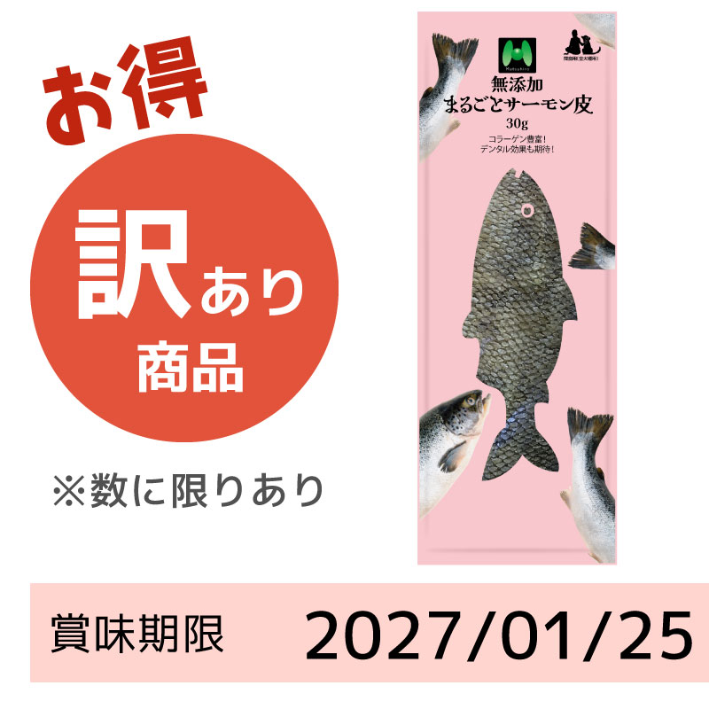 【賞味期限2027/01/25】素材重視 無添加 まるごとサーモン皮(30g)