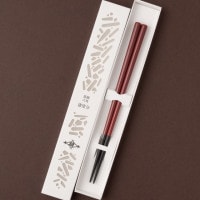 黒檀 六角 漆塗分 赤 21.5cm スリーブ箱入り