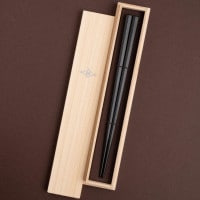 太口七角 拭漆 黒檀 23.5cm　桐箱入