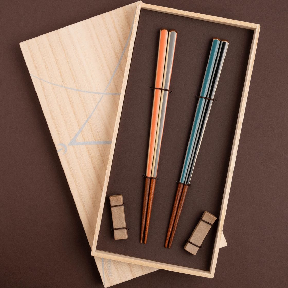 染め分け ペア 砂岩箸置付 ギフト箱付