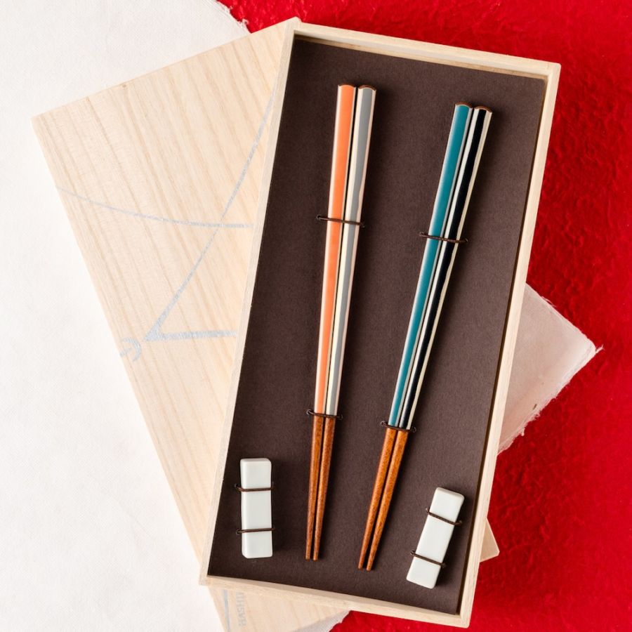 染め分け ペア 白箸置付 ギフト箱付 | お箸の専門店 【箸蔵まつかん