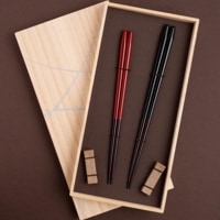 食洗花漆 ペア 砂岩箸置付 ギフト箱付