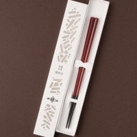 黒檀 五角 漆塗分 赤 21.5cm スリーブ箱入り