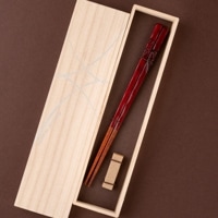 鶴 彫塗分 22.5cm 砂岩箸置付 ギフト箱付