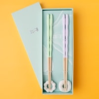 kumokumo ｜ドーナツ型箸置付｜ペアギフトセット ライトパープル×パステルターコイズ