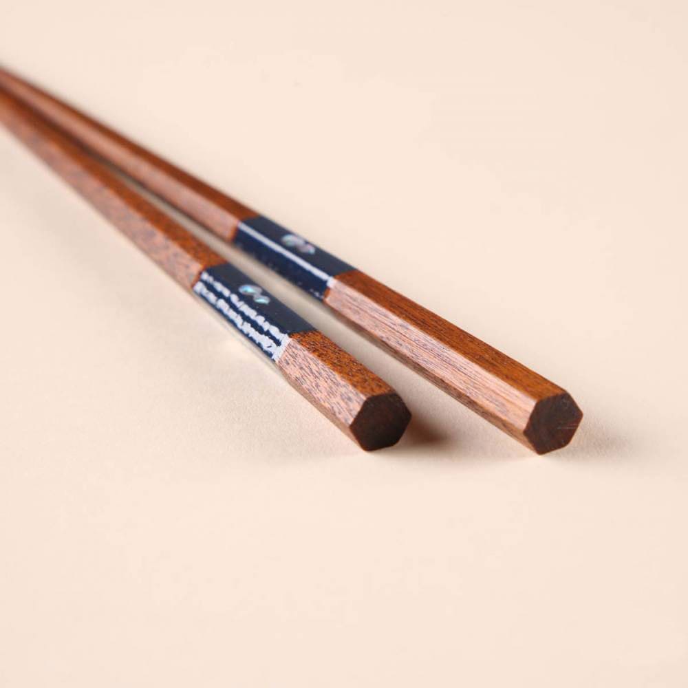 六角ひさご市松 ペア 砂岩箸置付 ギフト箱付