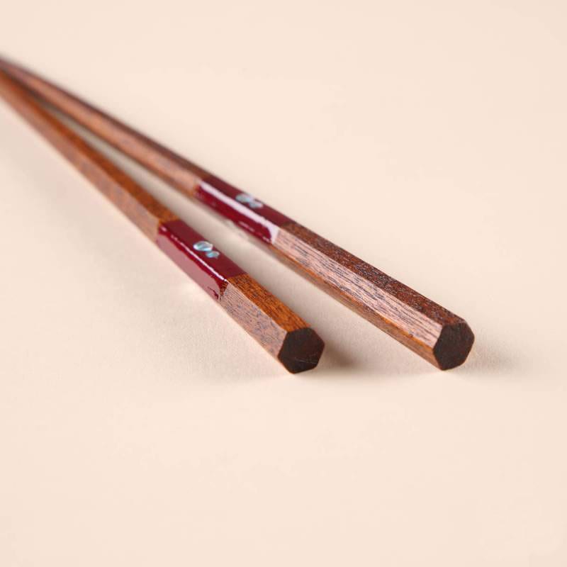 六角ひさご市松 ペア 砂岩箸置付 ギフト箱付