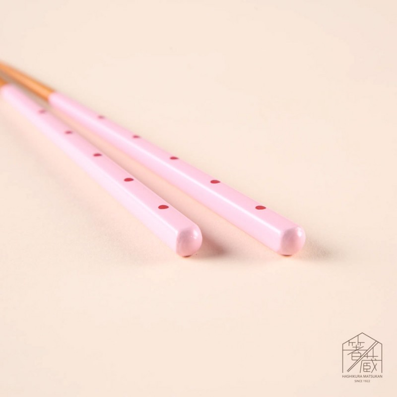 ｜サイズが選べる子ども箸｜水玉 ピンク 15cm/16.5cm/18cm 食洗対応　