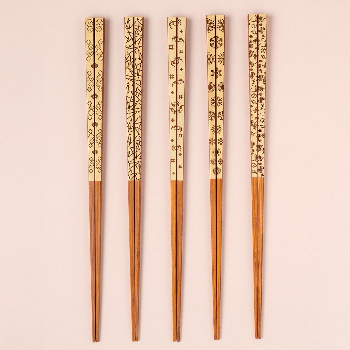 ふくのはし |きりりとした竹箸に縁起のいい文様を|細身 竹箸 24cm