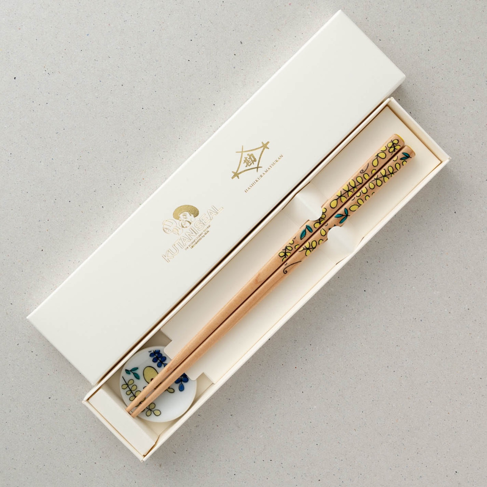 KUTANI SEAL お花の箸・藤 箸置付 ギフト箱付 食洗機対応