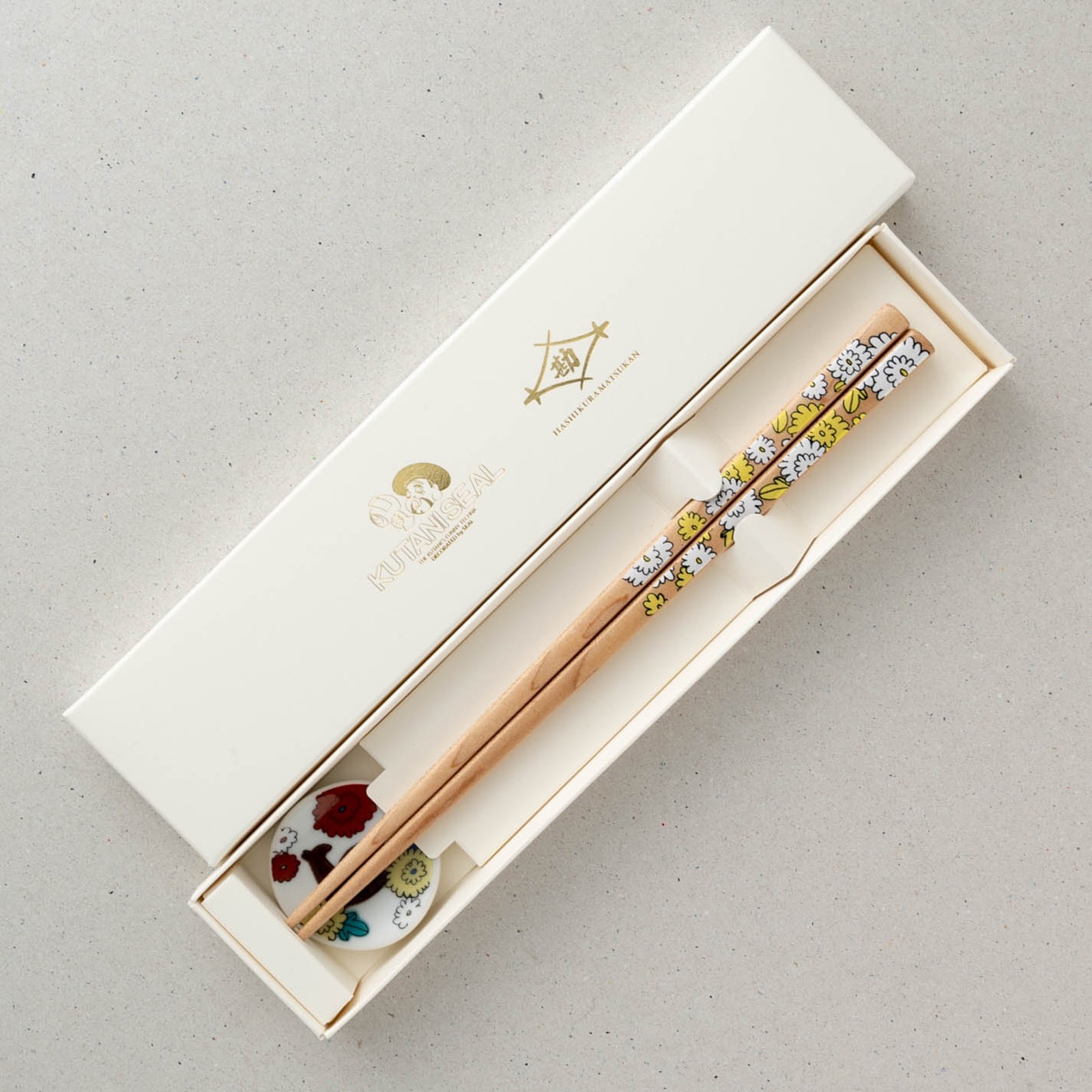 KUTANI SEAL お花の箸・菊 箸置付 ギフト箱付 食洗機対応