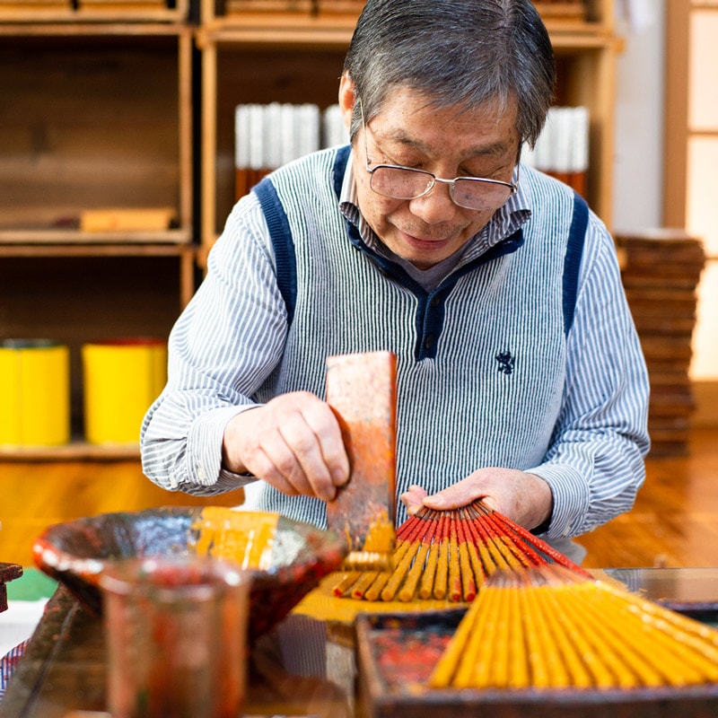 夫婦箸　箸蔵まつかん　桐箱入伝統工芸士 古井正弘作　桐箱夫婦置貝　高級箸