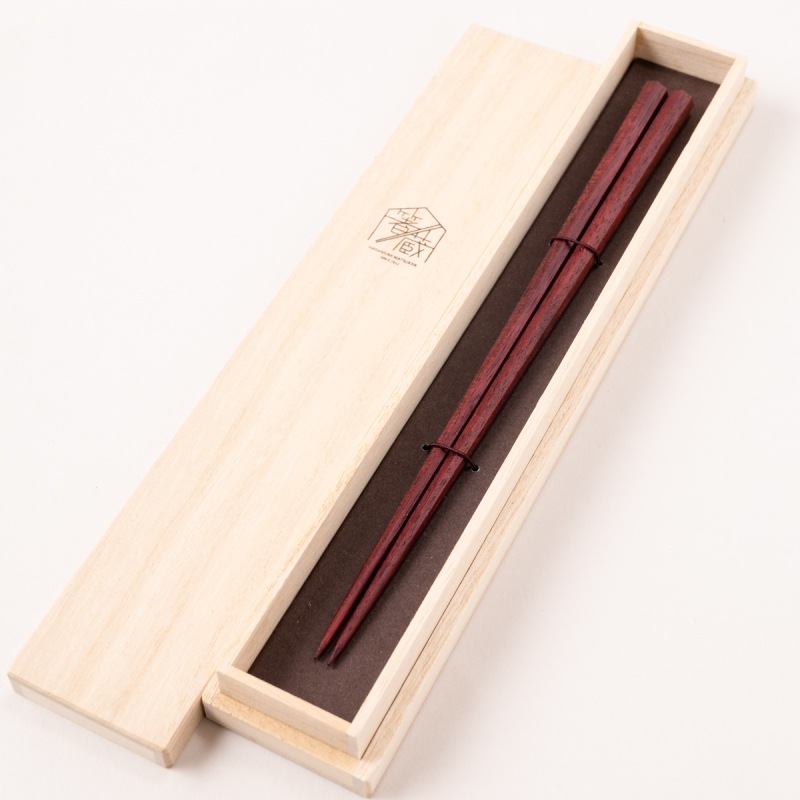 七角 拭漆 パープルハート 22cm 桐箱入