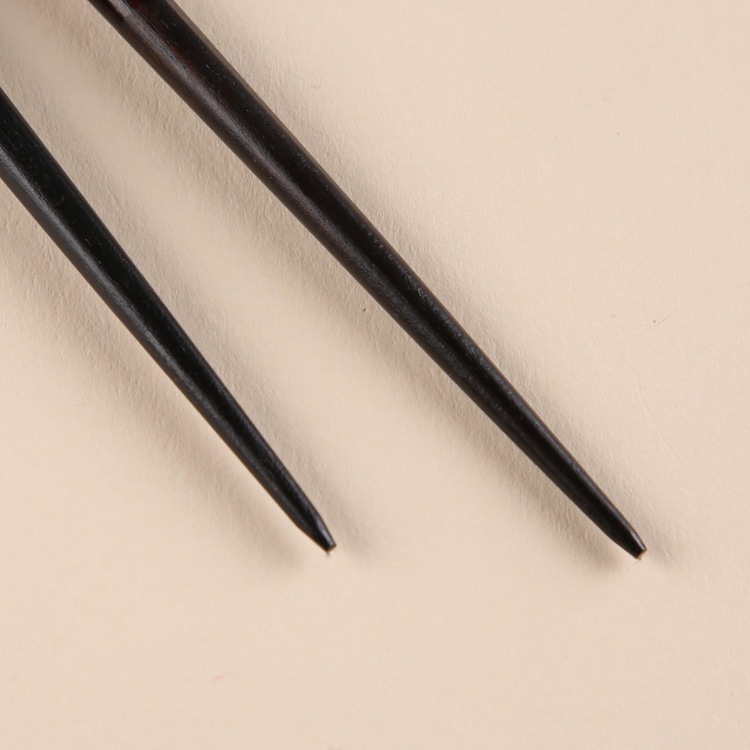 黒檀 六角 漆塗分 黒 23cm スリーブ箱入り