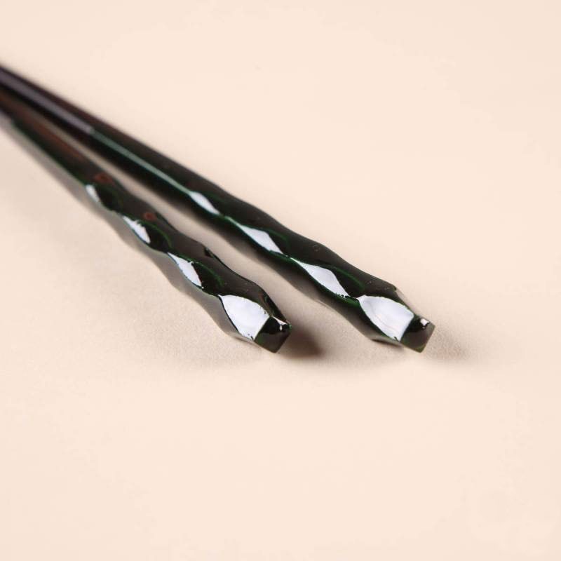 食洗対応箸 彫塗ペア 砂岩箸置付 ギフト箱付