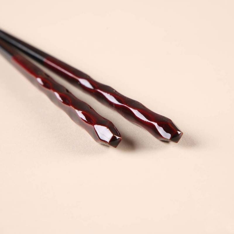 食洗対応箸 彫塗ペア 砂岩箸置付 ギフト箱付