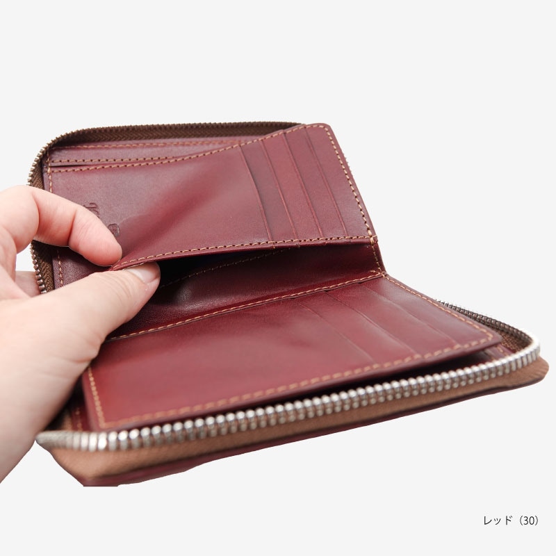 一点物】プロトタイプ ラウンド長財布 レッド zzs1301-56｜Kiefer neu