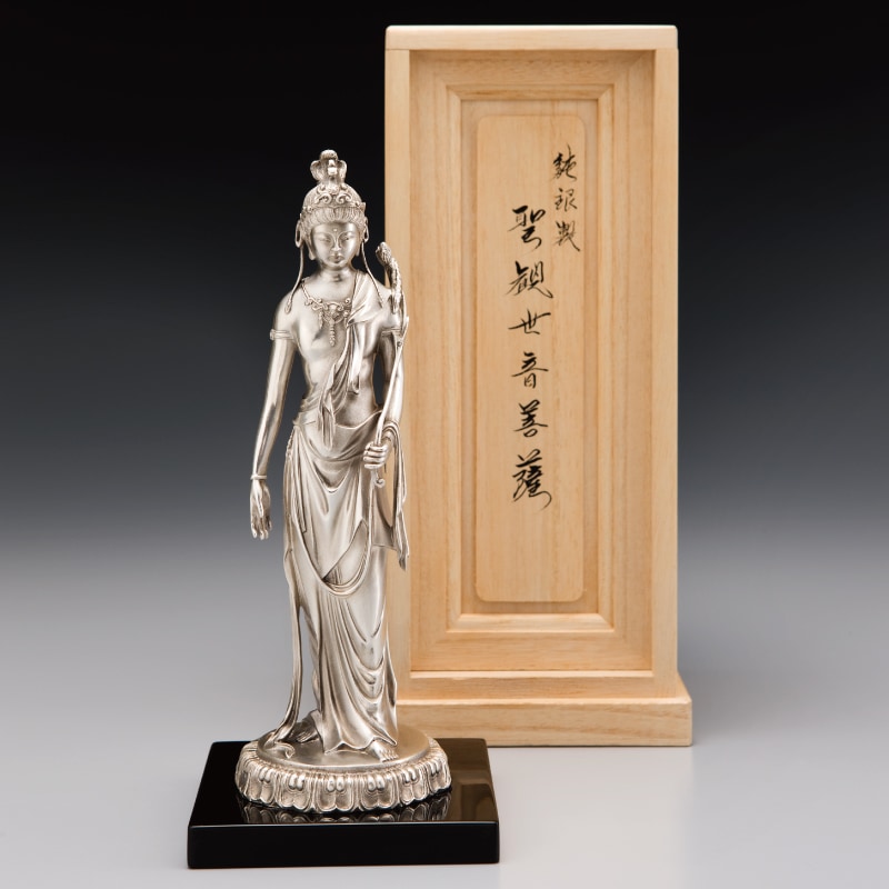原型制作 高村光雲の 純銀製 聖観世音菩薩 仏像 仏具 194.6g 純銀製 聖観音像 原型 高村光雲