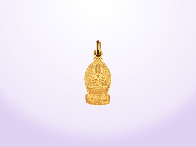 タイ仏教記念メダル 仕事と恋愛運アップの聖物 (美品・ケース付き) 辰・巳歳 普賢菩薩 18金製 御守御本尊ペンダントヘッド | 貴金属