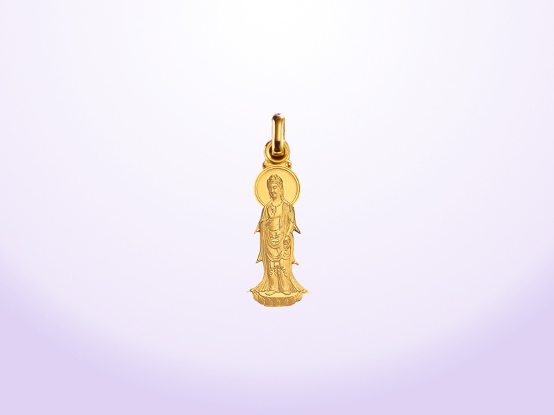 K18。ペンダントトップ。少林山。達磨寺。十二支御守御本尊。菩薩。開運、招福。 K18。ペンダントトップ。少林山。達磨寺。十二支御守御本尊