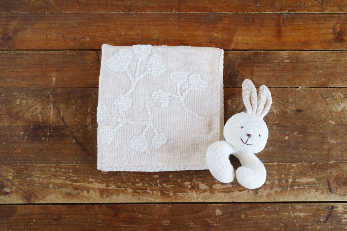 オーガニックコットン リーフ柄ミニタオル