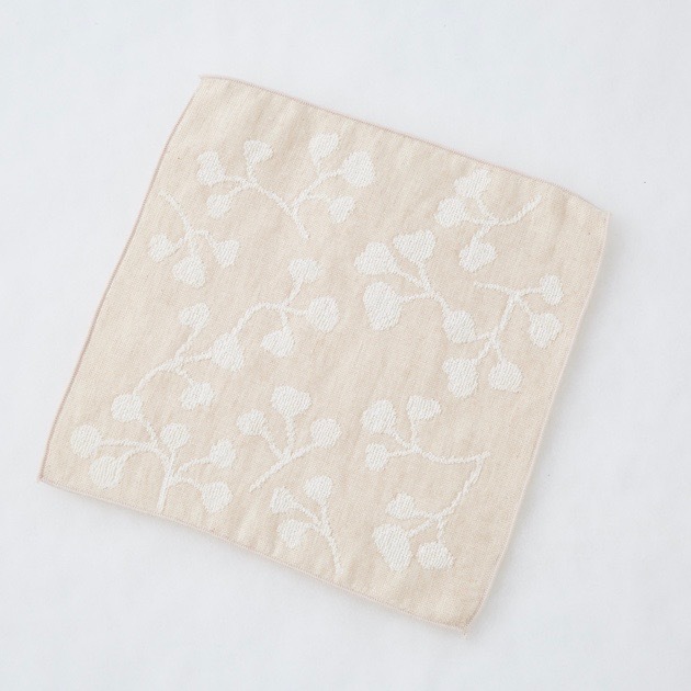 オーガニックコットン リーフ柄ミニタオル