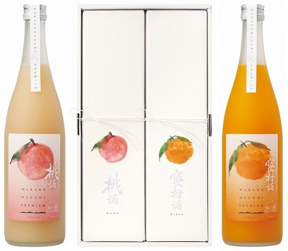 WAKANO MEGUMI PREMIUM』 桃酒・蜜柑酒 720ml 2本セット（専用ギフト