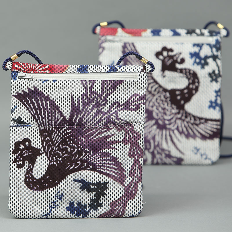 品格、上品さ抜群小紋にも、、手縫い黒 蝶模浴衣 祭ポシェット【櫻鳳凰｜白黒刺】祭用品専門店浅草絆纒屋ネットショップ