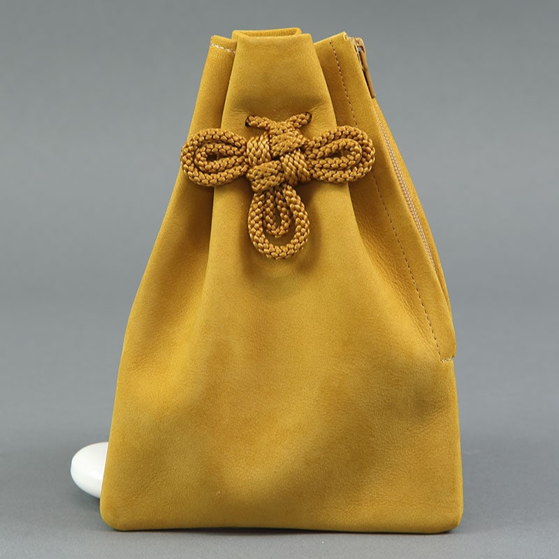 腰下巾着【牛革ヌバック無地｜金茶】祭用品専門店浅草絆纒屋ネットショップ