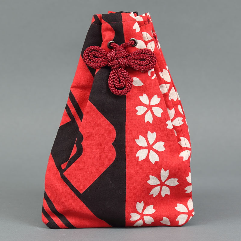 腰下巾着【吉原に桜｜特岡・赤】祭用品専門店浅草絆纒屋ネットショップ