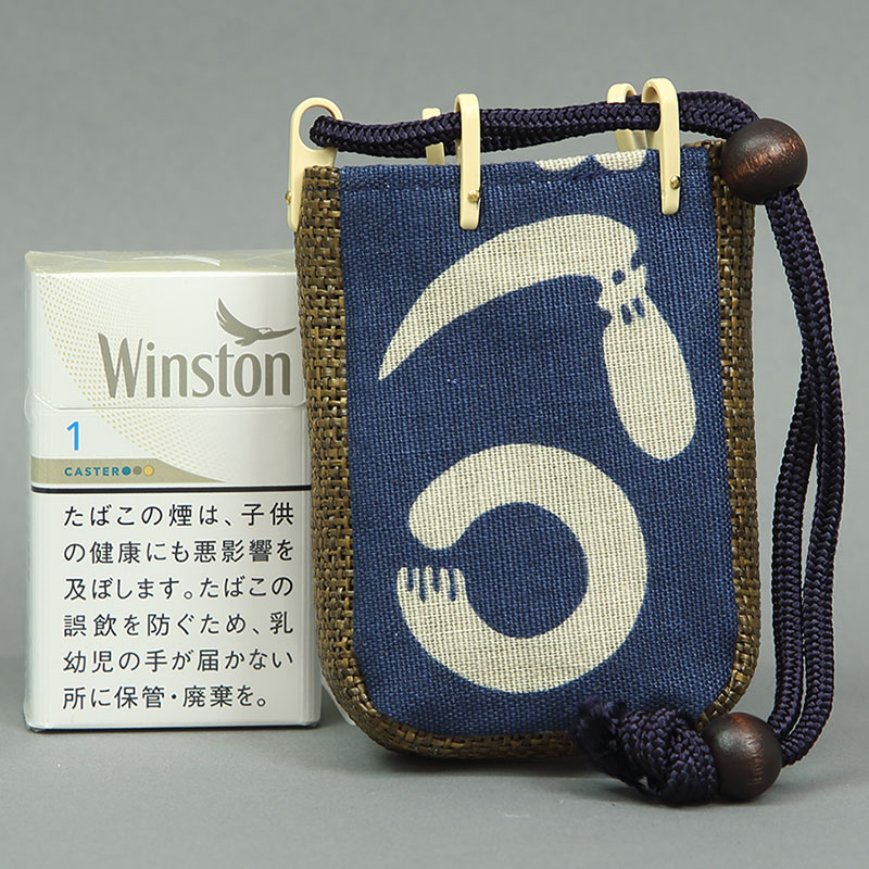 和柄タバコケース【かまわぬ（構わぬ・鎌輪奴）紺】小サイズ□祭用品