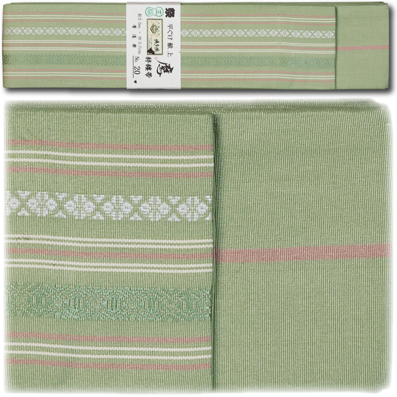 祭帯｜半纏帯】正絹平ぐけ帯・献上柄「若草ピンク」祭用品専門店浅草絆