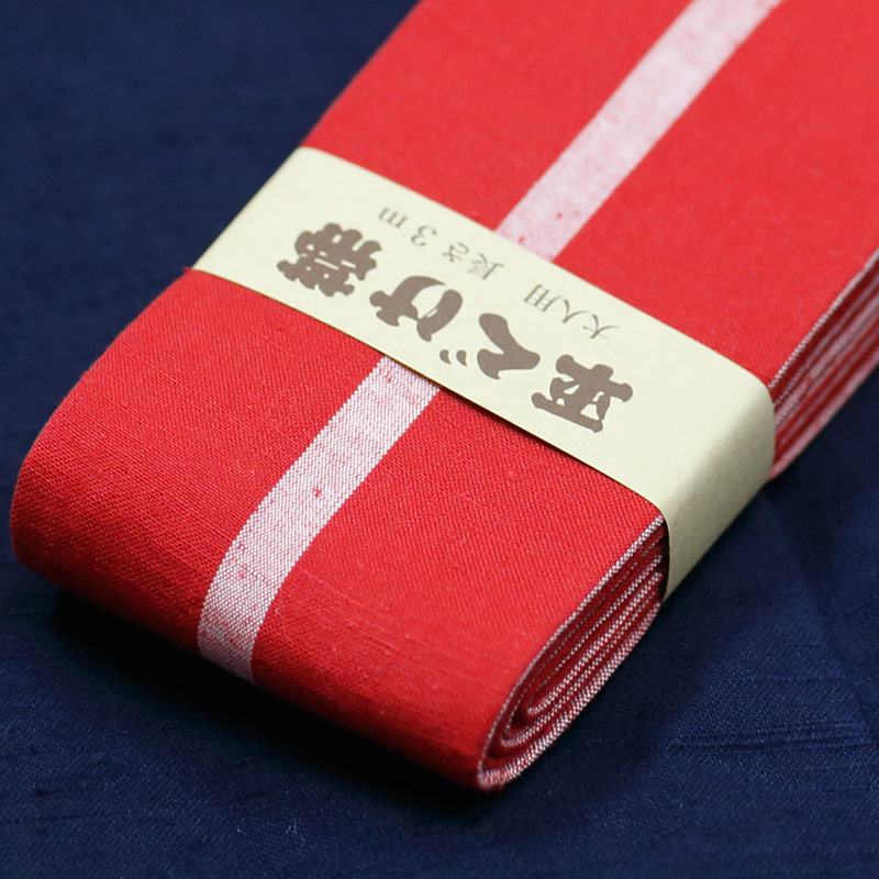 祭帯・半纏帯【唐桟平ぐけ帯｜一本とっこ・赤】祭用品専門店浅草絆纒屋